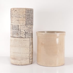 Birch Veneer Pottery Umbrella Stand & Container