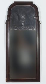 Queen Anne Grain Painted Etched Mirror, 18th C.
