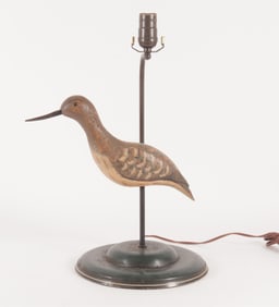 Painted Wood Sandpiper Decoy Lamp