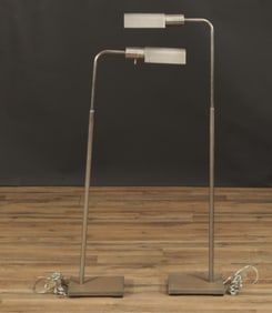 Pair Casella Style Brushed Metal Reading Lamps