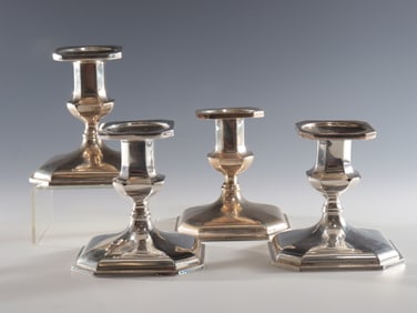 Two Pairs of Sterling Silver Candlesticks