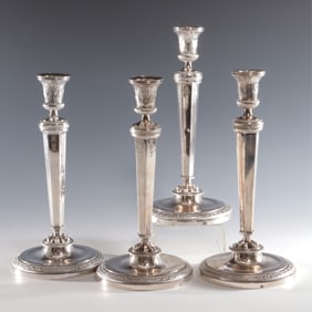 Four Marguerite Hoguet French Silver Candlesticks