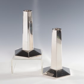 Pair of Tiffany & Co F. L. Wright Candlesticks