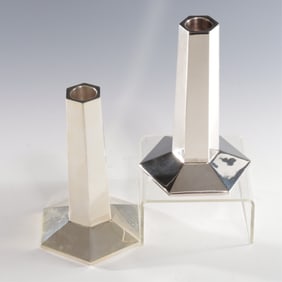 Pair of Tiffany & Co F. L. Wright Candlesticks
