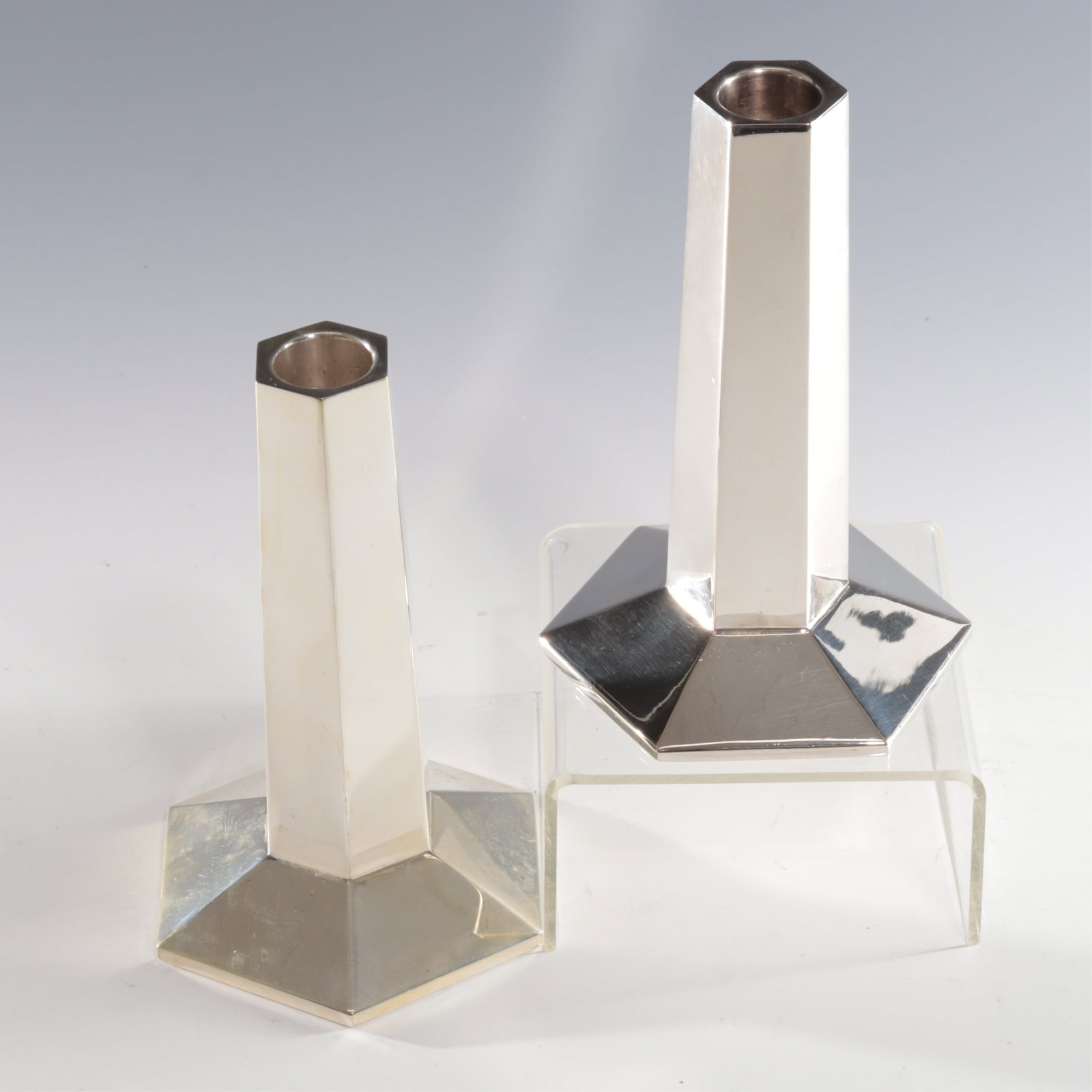Pair of Tiffany & Co F. L. Wright Candlesticks (1 of 6)