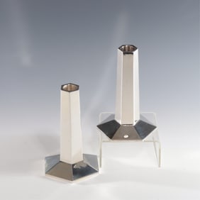 Pair of Tiffany & Co F. L. Wright Candlesticks