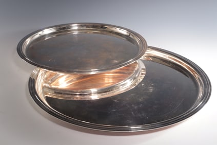 Two Christofle Albi Round Trays
