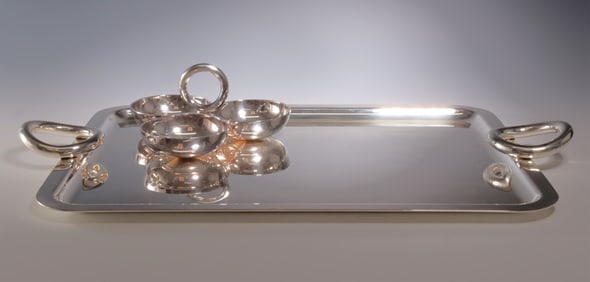 Christofle Vertigo Silverplate Tray & Snack Dish