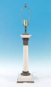 Grand Tour Style Patinated Brass & Marble Lamp