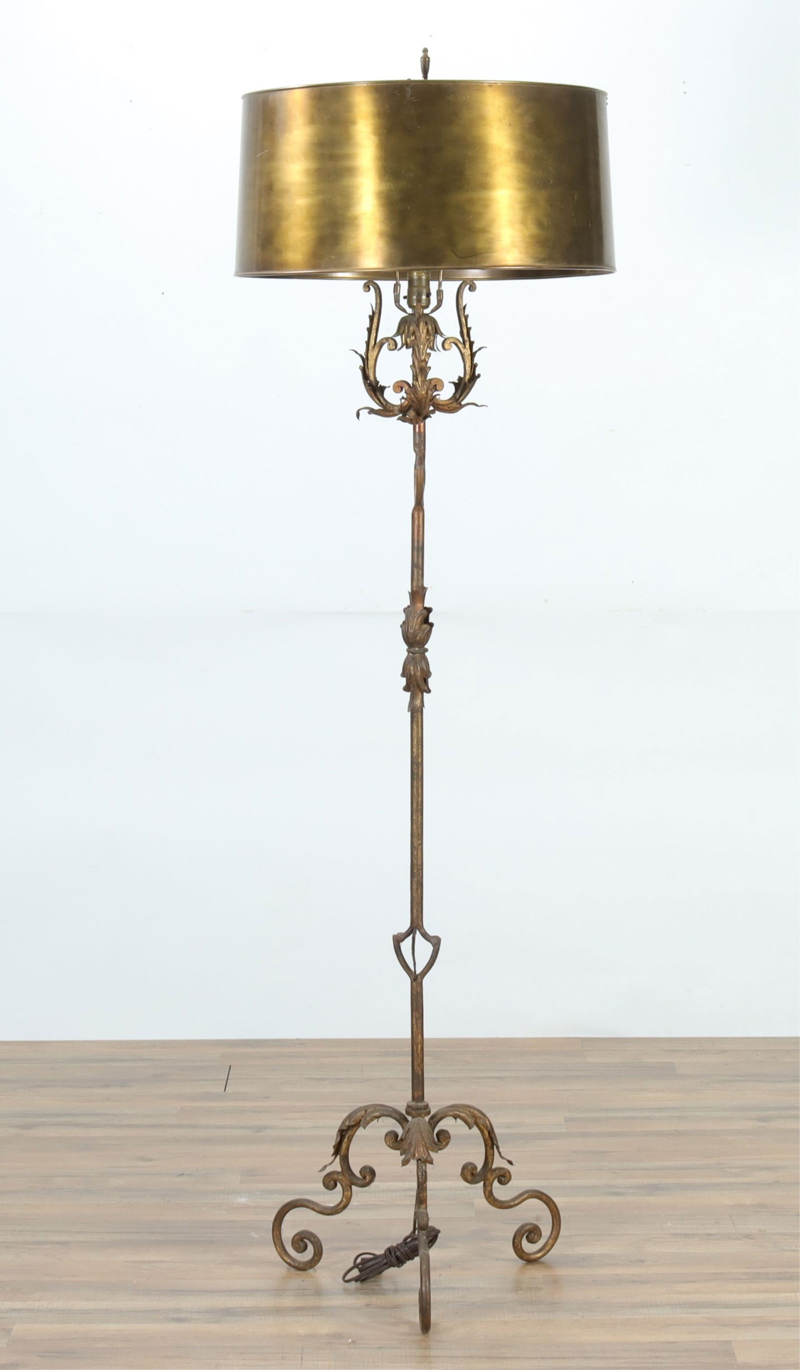 Baroque Revival Gold Painted Metal Floor Lamp (1 of 5)