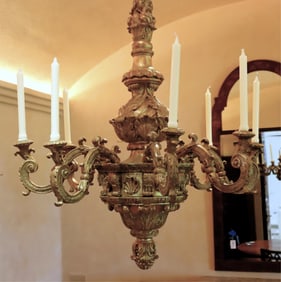 George II Style Giltwood Six-Light Chandelier
