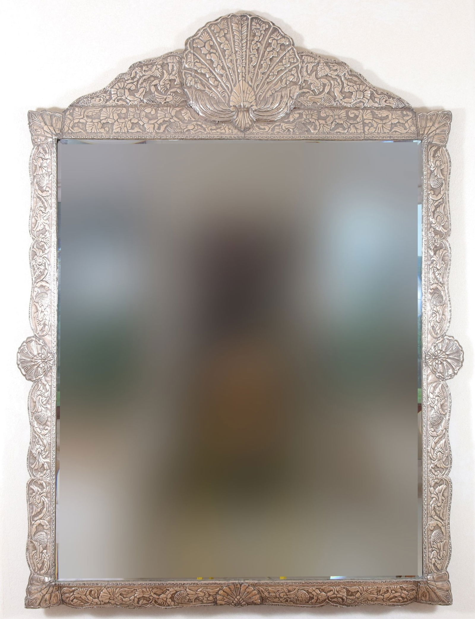 Rococo Style Repousse Metal Mirror (1 of 6)