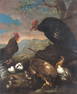English School - Barnyard with Vulture & Animals