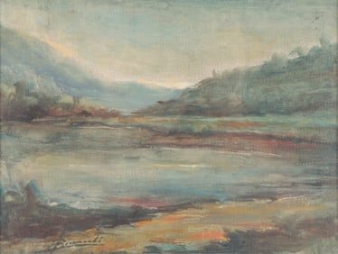 Italian School - Lake and Mountains - O/C