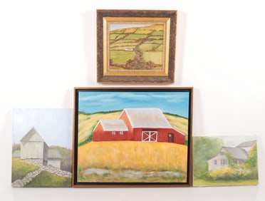 4 Paintings of Barn-Cottage-Farm