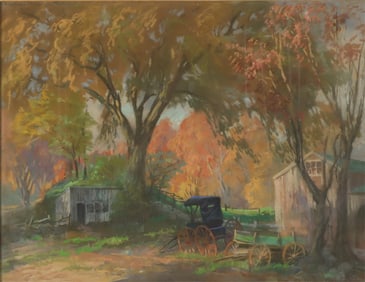 A. Sheldon Pennoyer Farm Yard Relics Pastel