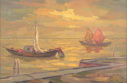 Emilio Pedrazzi - Boats in Harbor - O/B