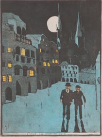 Robert Andrew Parker - Kafka and Brod - etching