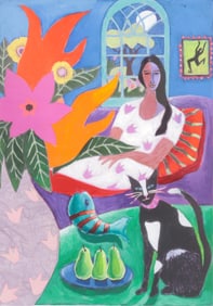 Danielle Mailer - Woman in White - Mixed Media