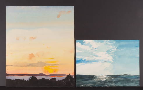 Robert Andrew Parker - 2 Watercolors: Robert Andrew Parker, American, 1927-2024, Stormy Day at Sea and Sunset, watercolor on paper, pencil signed along left margin9 x 12, 15 3/4 x 13 1/4From a West Cornwall Connecticut Home