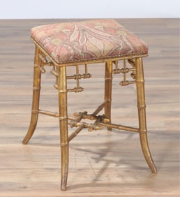 Victorian Giltwood Faux Bamboo Stool