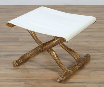 Louis XV Style Giltwood Folding X-Form Bench