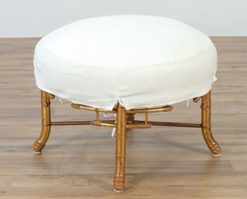 Napoleon III Giltwood Faux Bamboo Bench, 19th C.