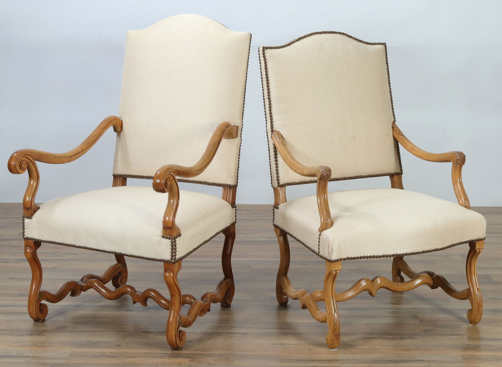 Pair Louis XIV Walnut Fauteuil, E. 18th C. (1 of 10)