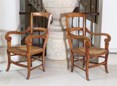 Pair French Country Cherry Fauteuils