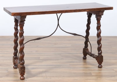 Spanish Baroque Walnut & Iron Side Table, 17th C.