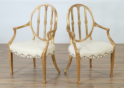 George III Giltwood Open Armchairs, c.1780
