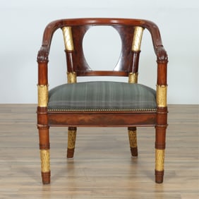 Large Empire Revival Parcel-Gilt Mahogany Fauteuil