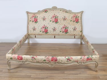 Louis XV Style Light Green Painted Bed