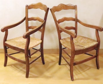 Pair of French Country Beech Fauteuils