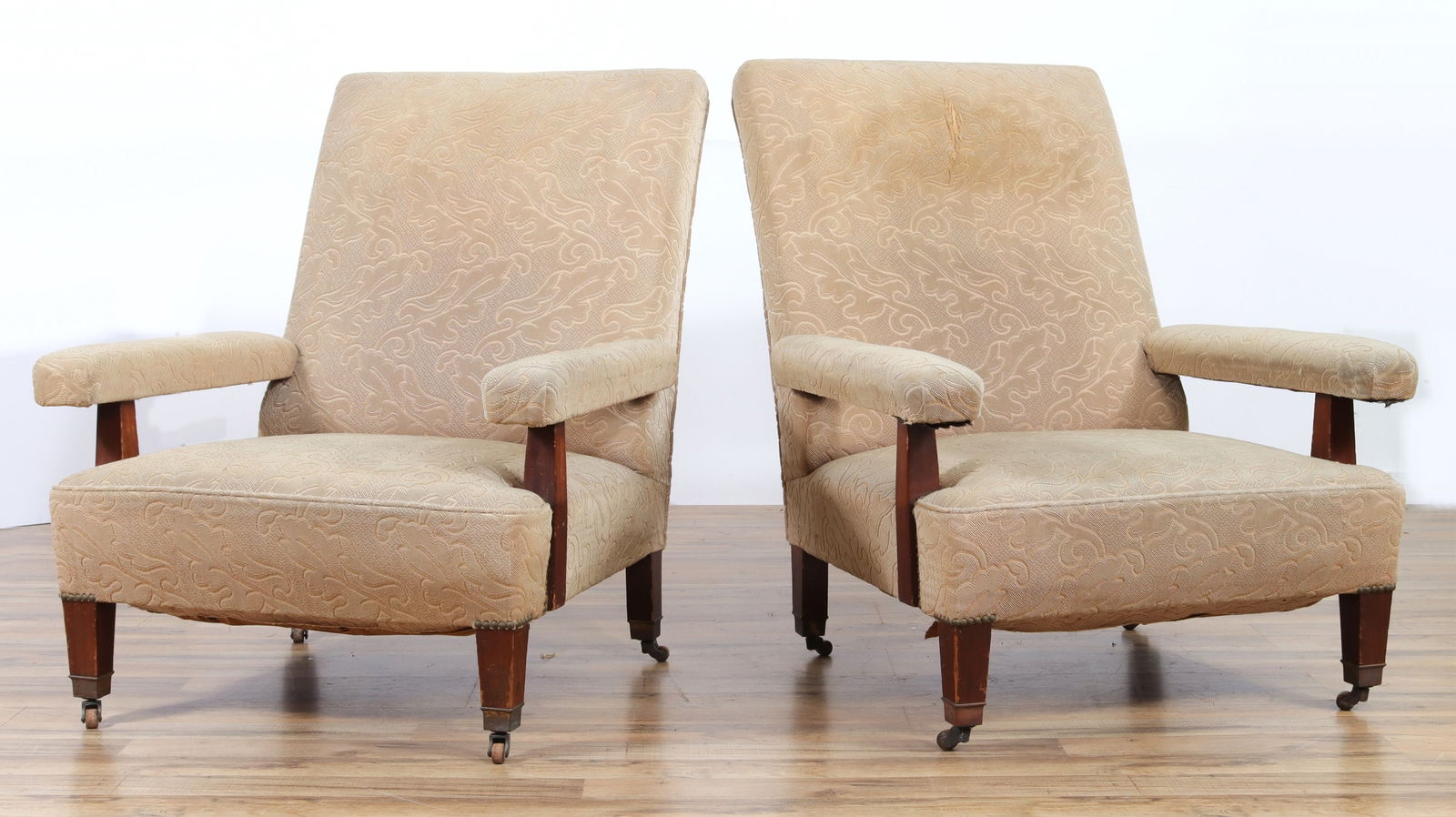 Pair English Mahogany Library Armchairs, 19th C. (1 of 10)