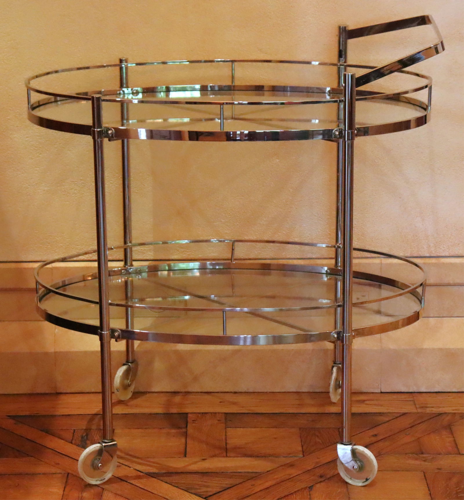 Contemporary Oval Chrome Bar Cart (1 of 8)