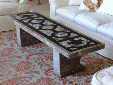 Italian Baroque Style Inlaid Marble Coffee Table