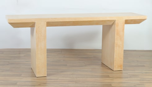 Karl Springer Style Bleached Oak Parsons Table