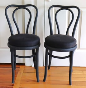 Pair of Thonet Style Black Painted Side Chairs