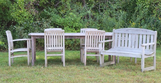 RockWood Teak Dining Table and Six Chairs