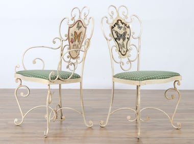 Cream Painted Polychromed Bistro Chairs