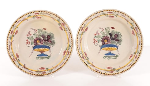 Pair Dutch Delft Polychromed Platters, 18th C.