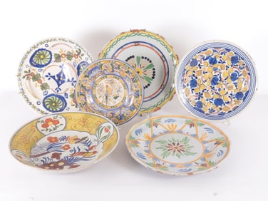 Faience Pottery Bowl and Chargers