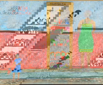 Flower Vendor Lady & Child O/C