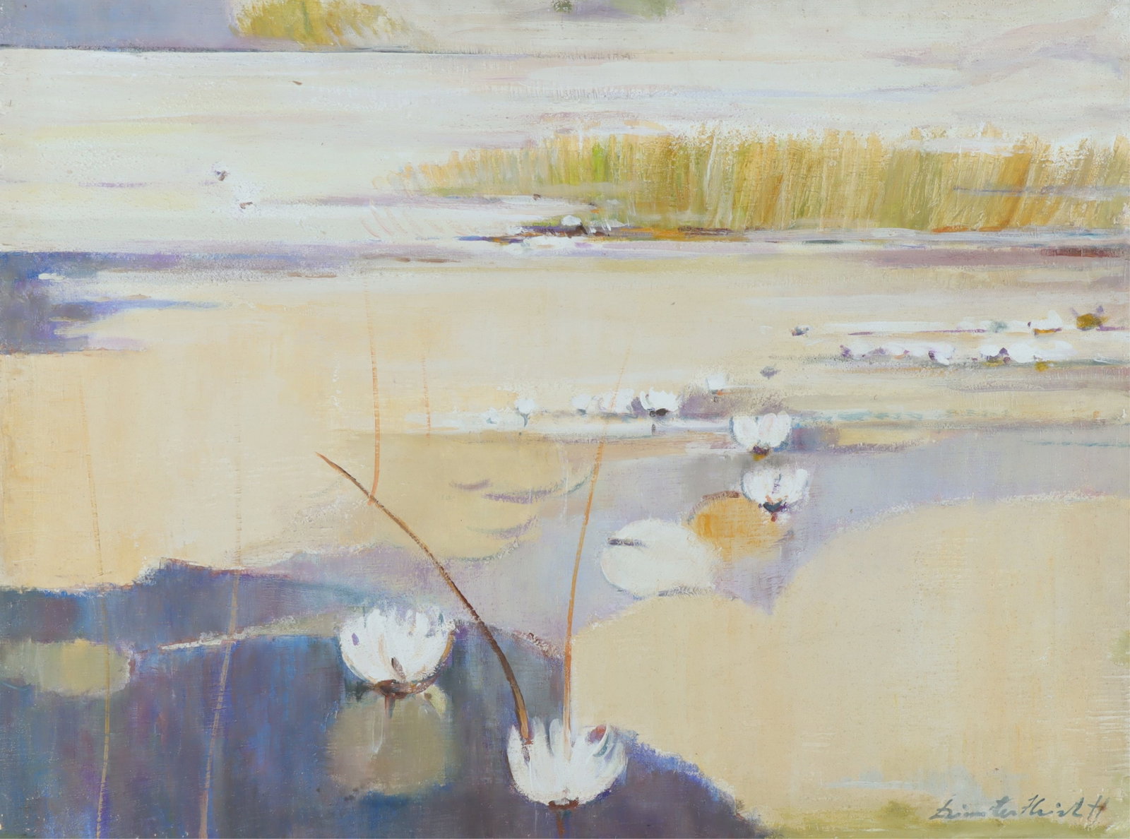 Dimitri Hristoff - Water Lilies: Dimitri Hristoff, b. 1926, Turkey/Bulgaria. Water Lilies, Oil on Canvas, Signed Lower Right Dimensions: 30 x 40 From a large collection of works acquired from the estate of the owners of Annette's Art
