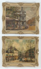 V LeBot - Pair Parisian Street Scenes