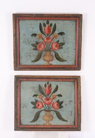 Pair Continental Polychromed Panels