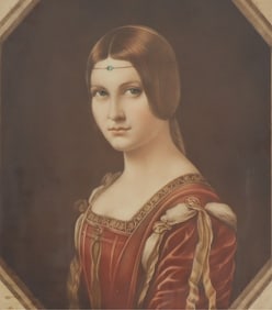 Louvre Hand-Colored Mezzotint Engraved Portrait
