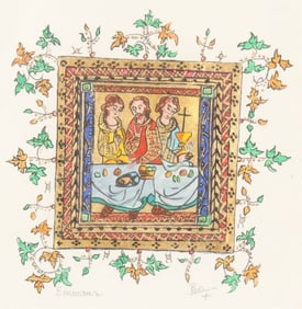 Illuminated Work on Paper, Christ in Emmaus