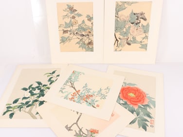 6 Japanese Woodblocks - Imao Keinen & others